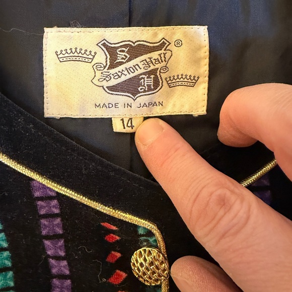 Savion Italy Vintage Paisley Velvet Jacket Made in Japan Cotton Size 14 - Picture 7 of 10